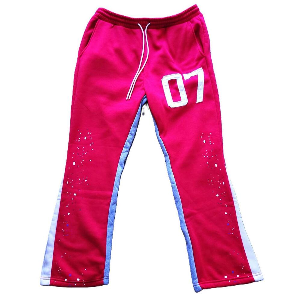 Sumwon Red Jogger Sweatpants XL 34" Waist Paint Splatter Track Pants